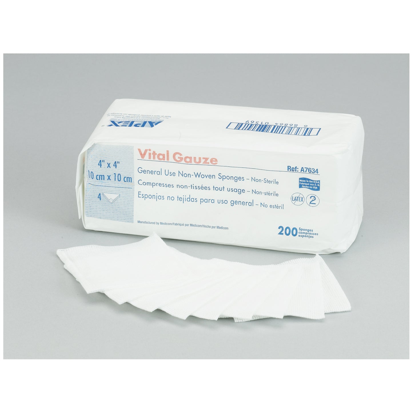 Gauze Sponge, 2" x 2", 4-Ply, Non-Sterile, 200/pk, 40 pk/cs