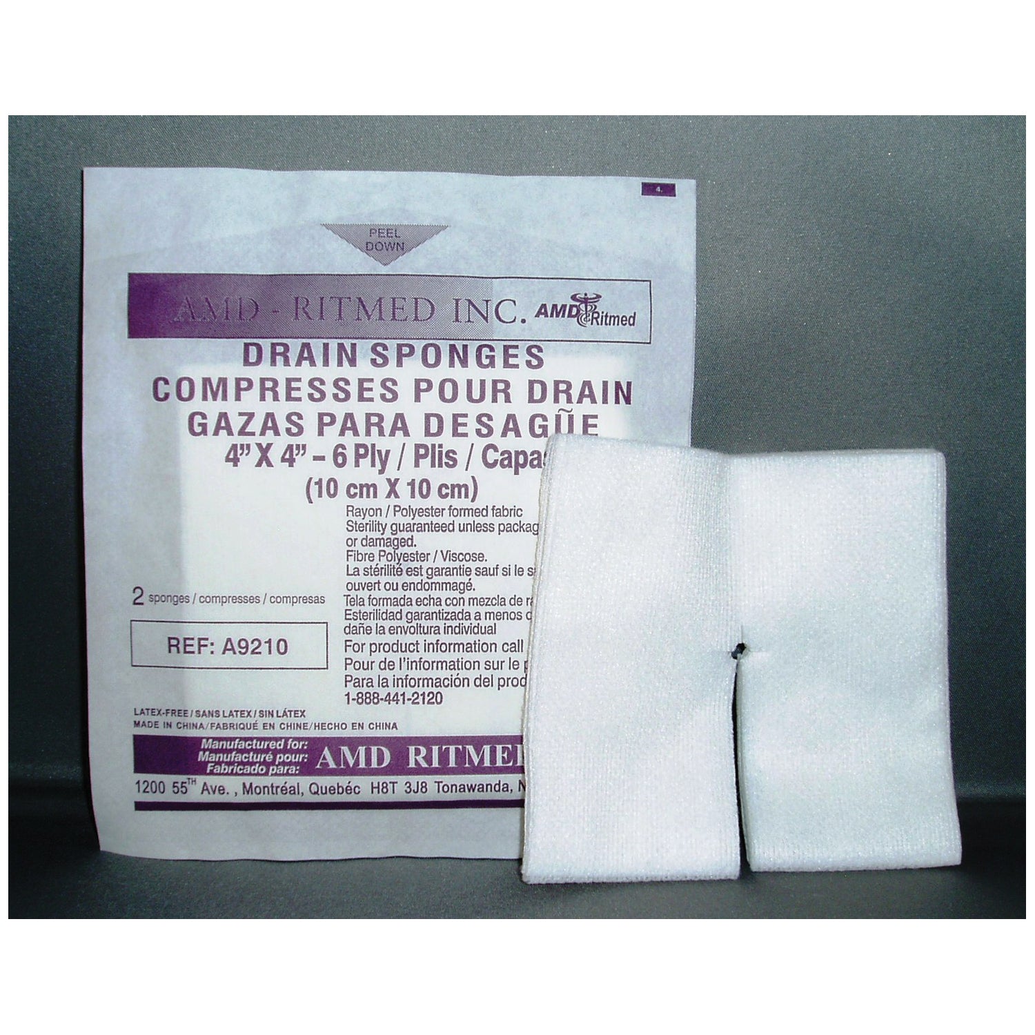 No-Split Sponge, 4" x 4", 6-Ply, Sterile 2s, 50/pk, 12 pk/cs
