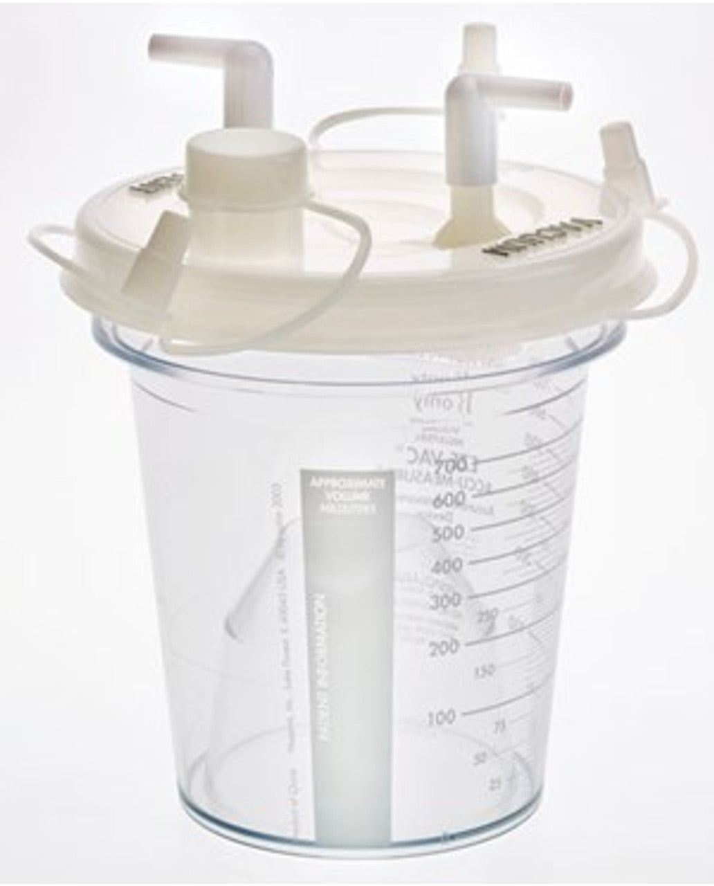 Canister, EZE-VAC, Disposable with Lid, 2000cc, 2 Elbows, 24/cs