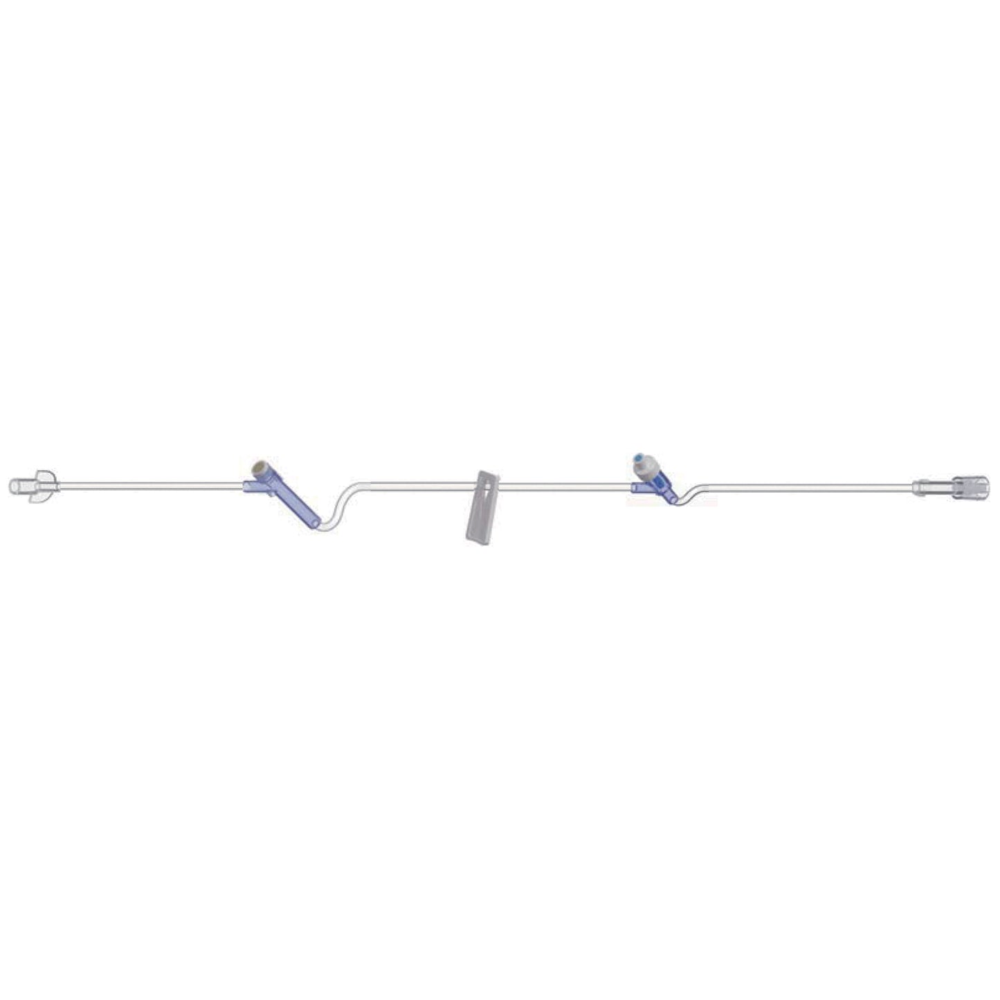 Standard Bore Tubing IV Extension Set, 6" Length, 1.5 mL Priming Volume, Female Luer Lock, 1 Pre-Pierced Y Site, 1 AMSafe Needle-Free Y Site, 1 Slide Clamp, Rotating Male Luer Lock, PE Poly Pouch, 50/cs