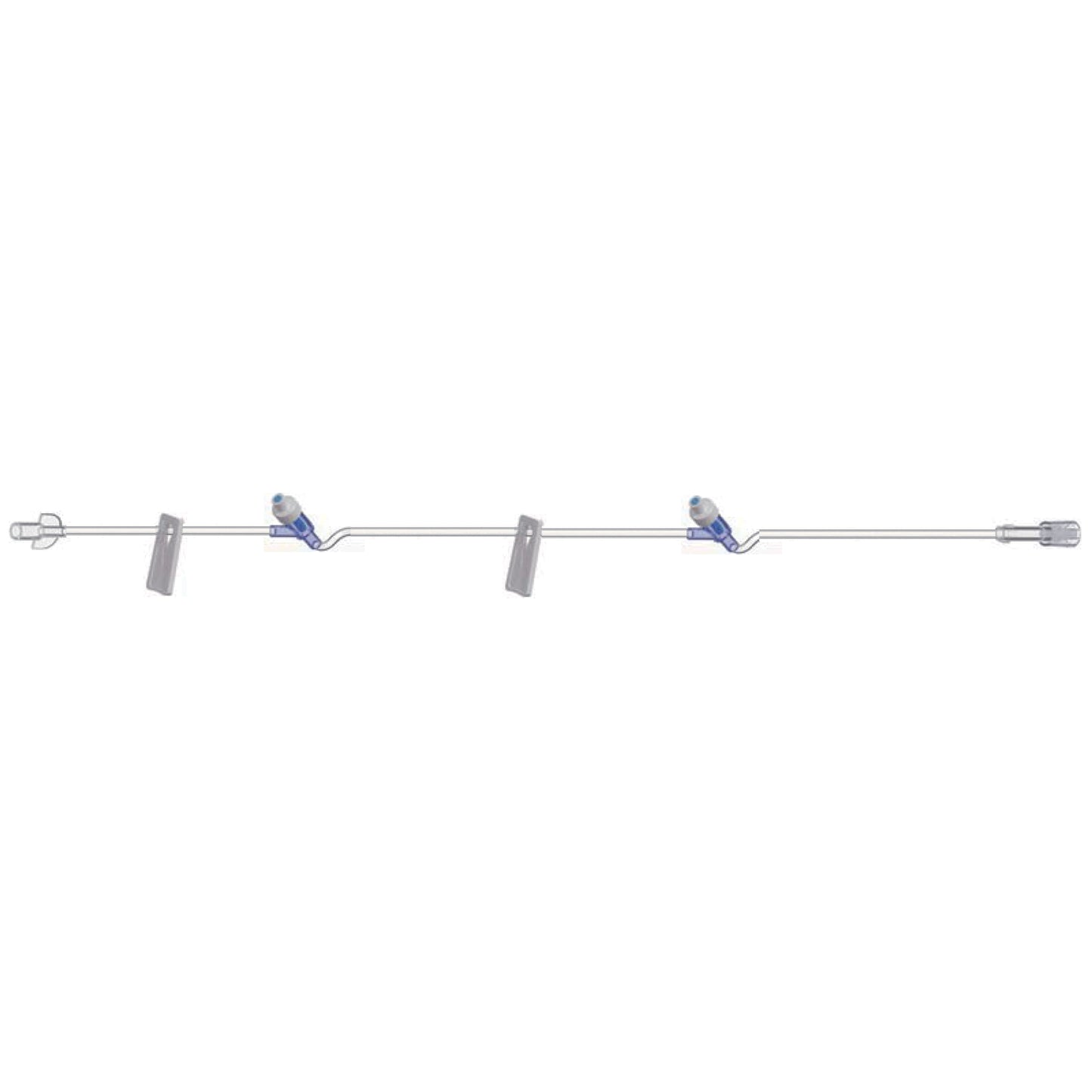 Standard Bore IV Extension Set, 27" Length, 4.9 mL Priming Volume, Female Luer Lock, 2 Slide Clamps, 2 AMSafe Needle-Free Y Sites, Rotating Male Luer Lock, Tyvek Poly Pouch, 50/cs