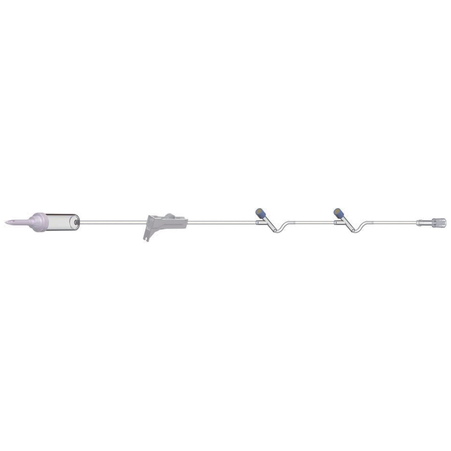 IV Admin Set, 10 Drops Per mL, 96" Length, 19 mL Priming Volume, Non-Vented, Roller Clamp, 2 Y Sites, Rotating Male Luer Lock, PE Poly Pouch, 50/cs
