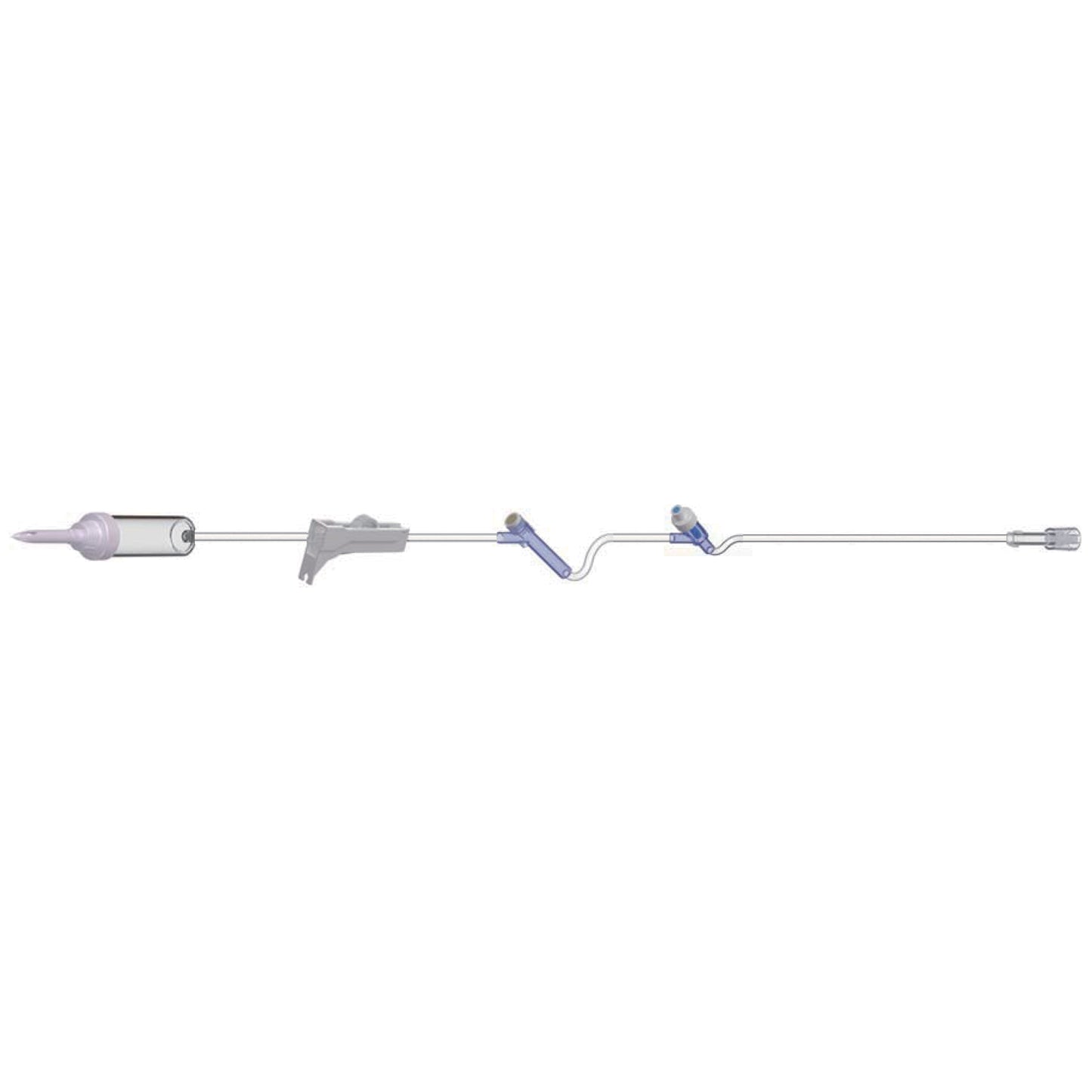 Adult Basic IV Set, 83" Length, 15 Drops/mL, 17 mL Priming Volume, Non-Vented, Roller Clamp, 1 Pre-Pierced Y Site,1 AMSafe Needle-Free Y Site, Rotating Male Luer Lock, PE Poly Pouch, 50/cs