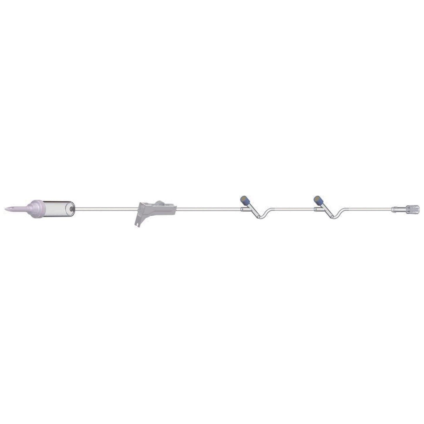 IV Admin Set, 15 Drops Per mL, 96" Length, 19 mL Priming Volume, Non-Vented, Roller Clamp, 2 Y Sites, Rotating Male Luer Lock, PE Poly Pouch, 50/cs