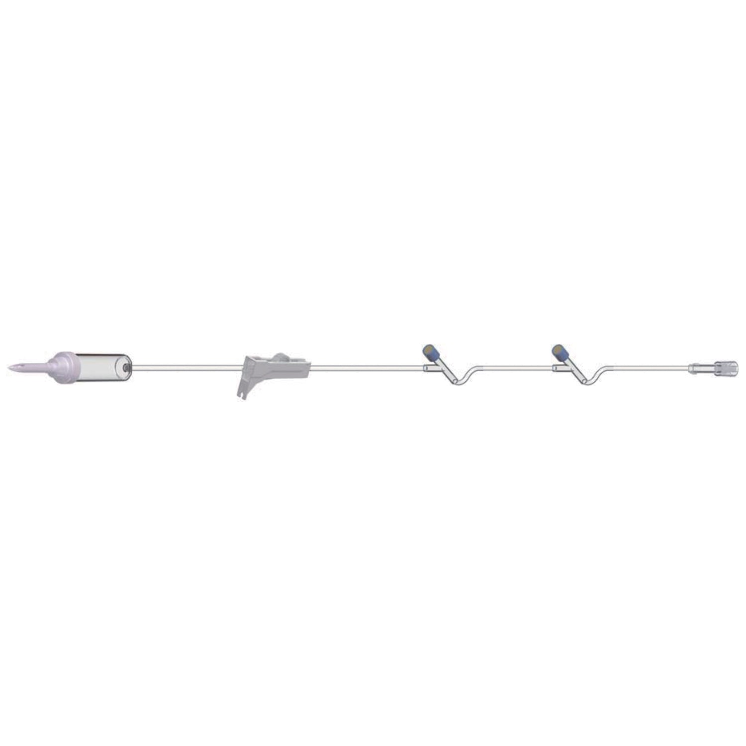 IV Admin Set, 15 Drops Per mL, 96" Length, 19 mL Priming Volume, Non-Vented, Roller Clamp, 2 Y Sites, Rotating Male Luer Lock, PE Poly Pouch, 50/cs