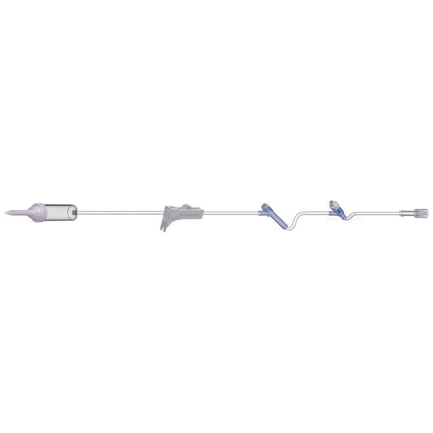Pediatric Basic IV Set, 60 Drops Per mL, 83" Length, 17 mL Priming Volume, Non-Vented, Roller Clamp, 1 Pre-Pierced Y Site, 1 AMSafe Needle-Free Y Site, Rotating Male Luer Lock, PE Poly Pouch, 50/cs