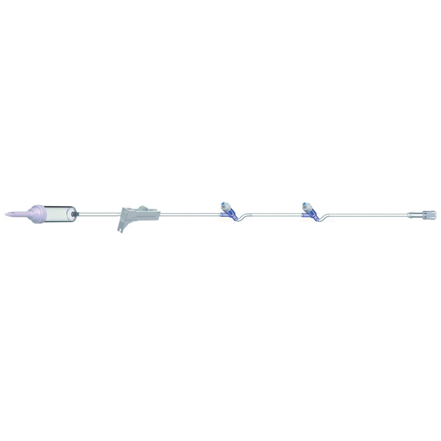 IV Admin Set, 10 Drops Per mL, 105" Length, 21 mL Priming Volume, Non-Vented, Roller Clamp, 2 AMSafe Needle-Free Y Sites, Rotating Male Luer Lock, Tyvek Form Fill Seal Package, 50/cs