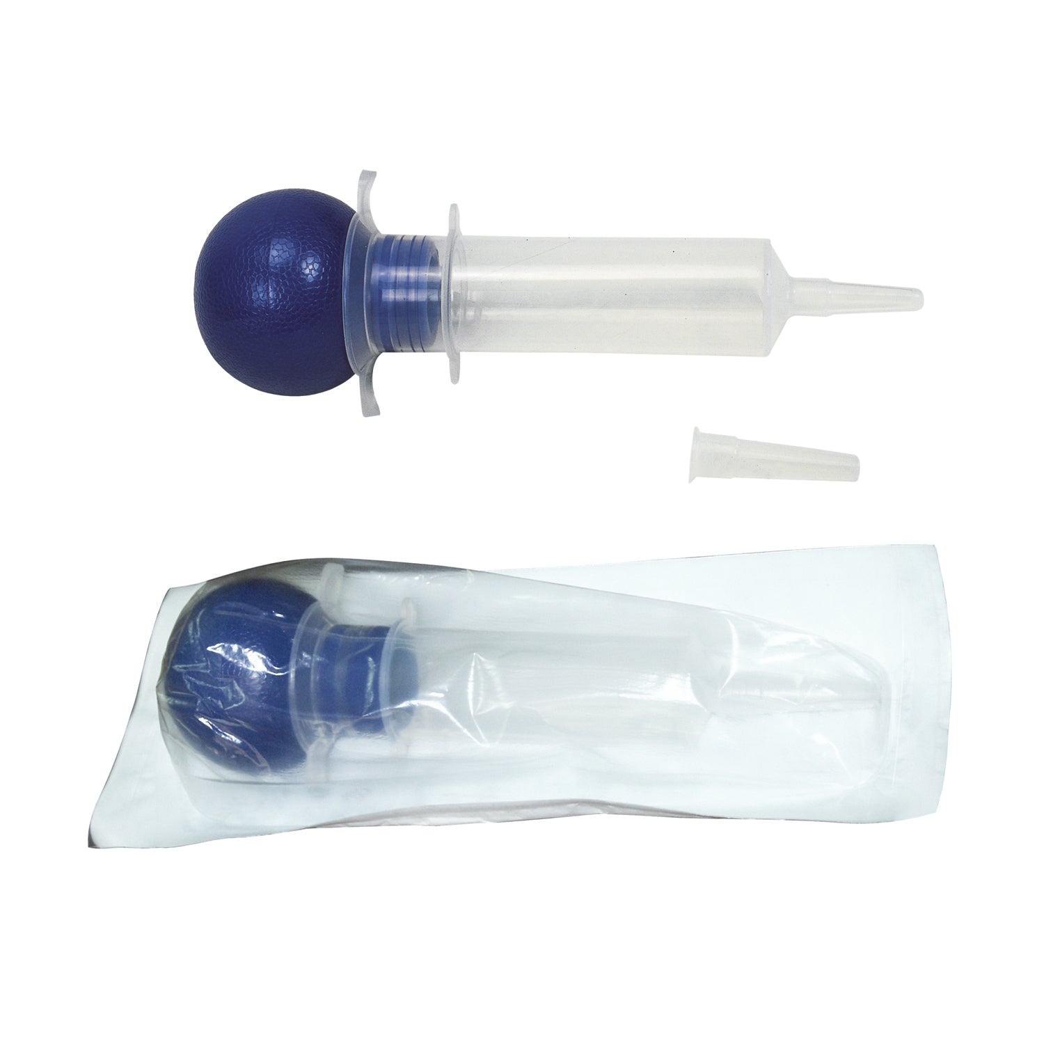 Bulb Irrigation Syringe, 60cc, Catheter Tip with Tip Protector, Sterile, Packaged in Poly Pouch, 50/cs 