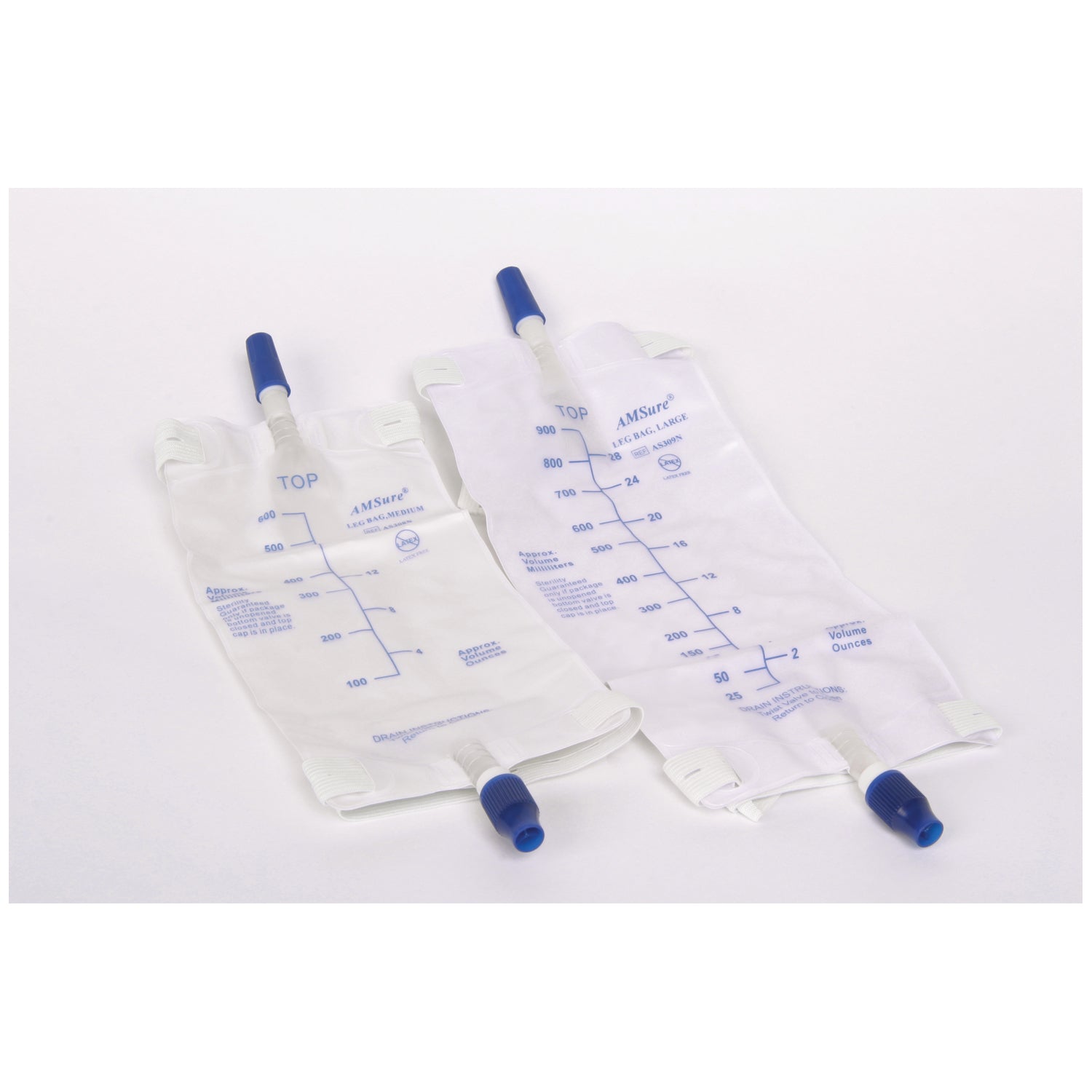 Leg Bag, 900mL Large, Bottom Draining, Anti-Reflux, Push-Pull Valve with 2 Pre-Assembled Latex Free (LF) Straps, Sterile Fluid Pathway, 48/cs