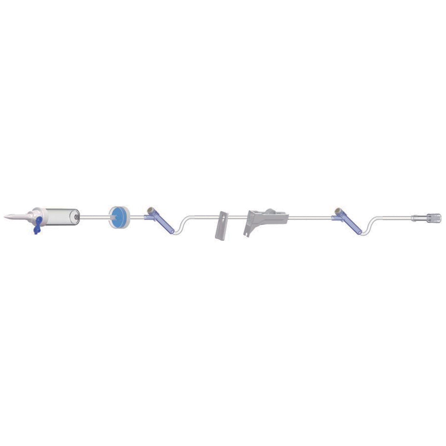 Adult Primary Piggyback IV Set, 15 Drops Per mL, 110" Length, 22 mL Priming Volume, Vented/Non-Vented, Back Check Valve, 1 Slide Clamp, 2 Pre-Pierced Y Sites, Roller Clamp, Rotating Male Luer Lock, Poly Pouch, 50/cs