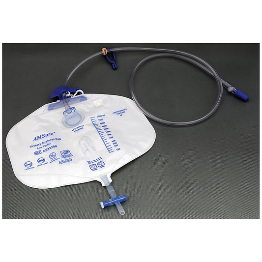 Drainage Bag, 2000mL, Anti-Reflux Device, Pre-Pierced Needle-Free Sampling Port(Luer Slip or Blunt Cannula Compatible), Single Hook & Rope Hanger, T-Tap Drain Port, Sterile Fluid Pathway, 20/cs 