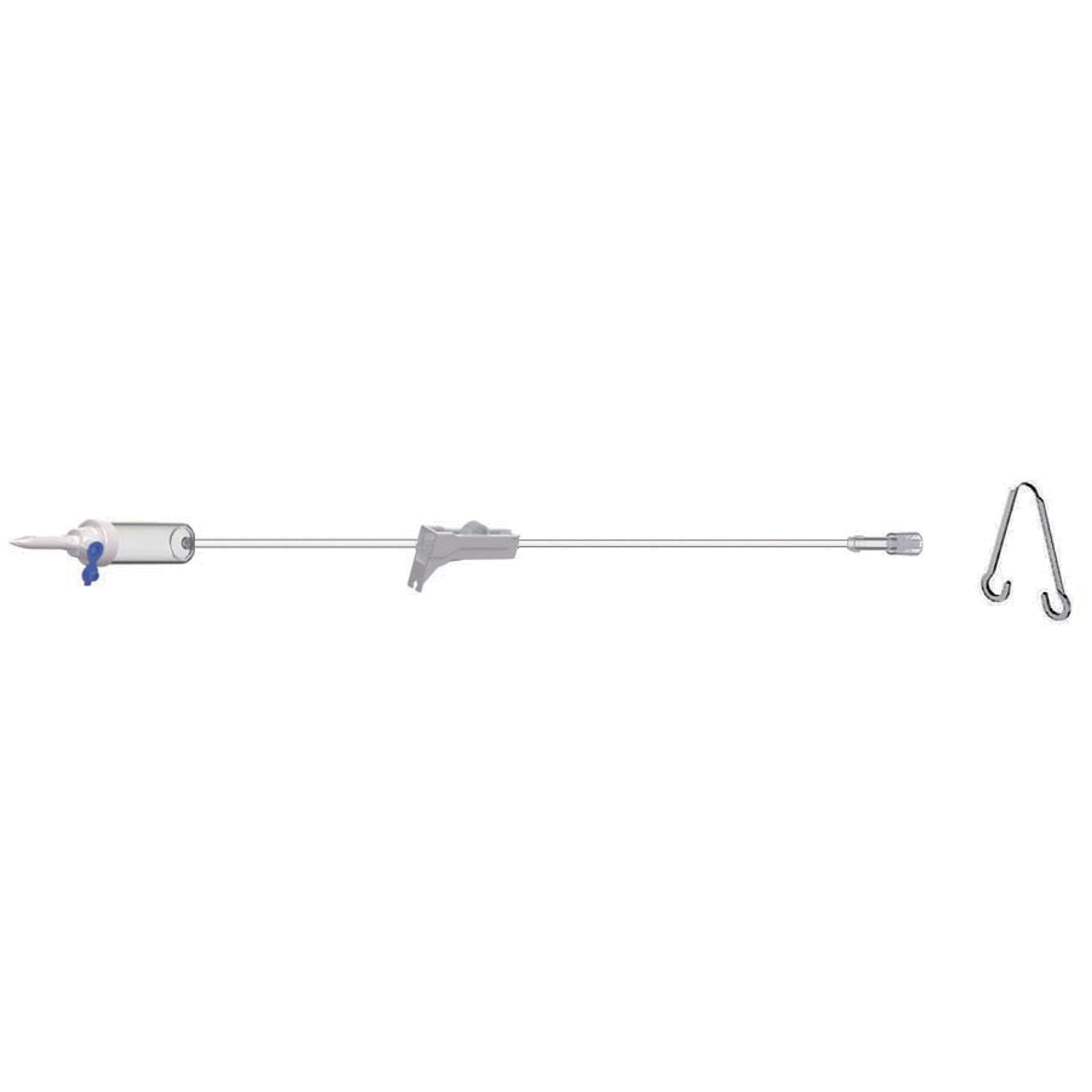 IV Secondary Piggyback IV Set,  20 Drops Per mL, 40" Length, 10 mL Priming Volume, Vented/Non-Vented, Roller Clamp, Rotating Male Luer Lock, Hanger, PE Poly Pouch, 50/cs