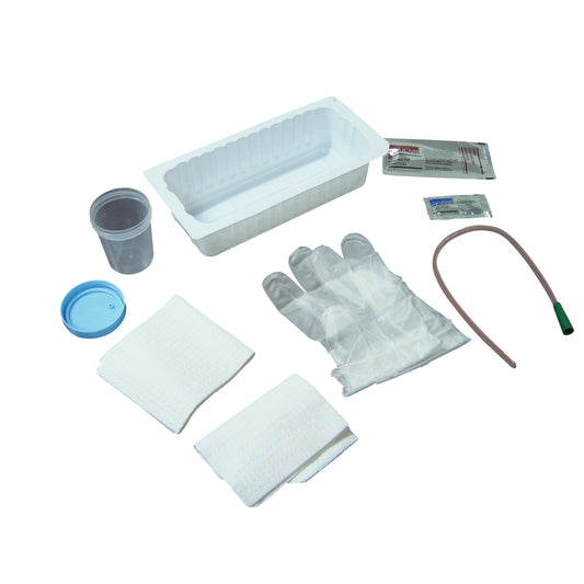 Urethral Catheter Tray, 14FR Urethral PVC Catheter, Sterile & Latex Free (LF), 20/cs (50 cs/plt)