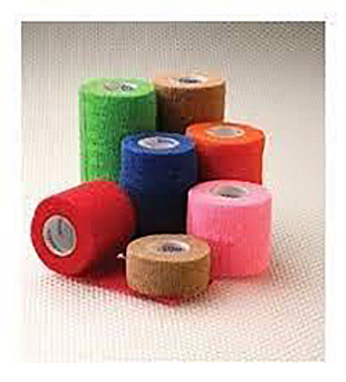 Self-Adherent Wrap, 2" x 5 yds, Rainbow Pack, includes Red, Teal, White, Green, Purple & Blue, Hand Tear, Latex Free (LF), 36 rl/cs