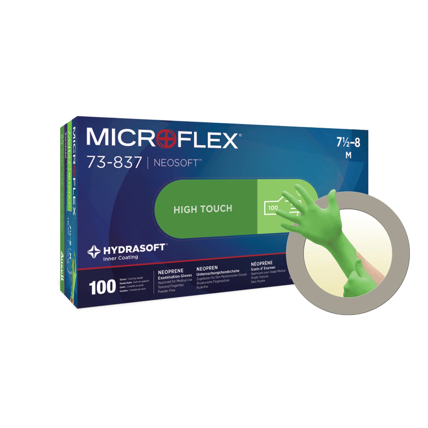 Exam Glove, Neoprene, Large, Size 8.5-9, Green, Powder-Free (PF), Latex-Free (LF), Non-Sterile, 100/bx, 10 bx/cs (US Only)