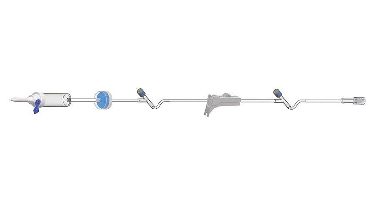 Adult Primary Piggyback IV Set, 15 Drops Per mL, 110" Length, 19.7 mL Priming Volume, Vented/Non-Vented, Back Check Valve, (2) AMSafe Needle-Free Y Sites, 50/cs