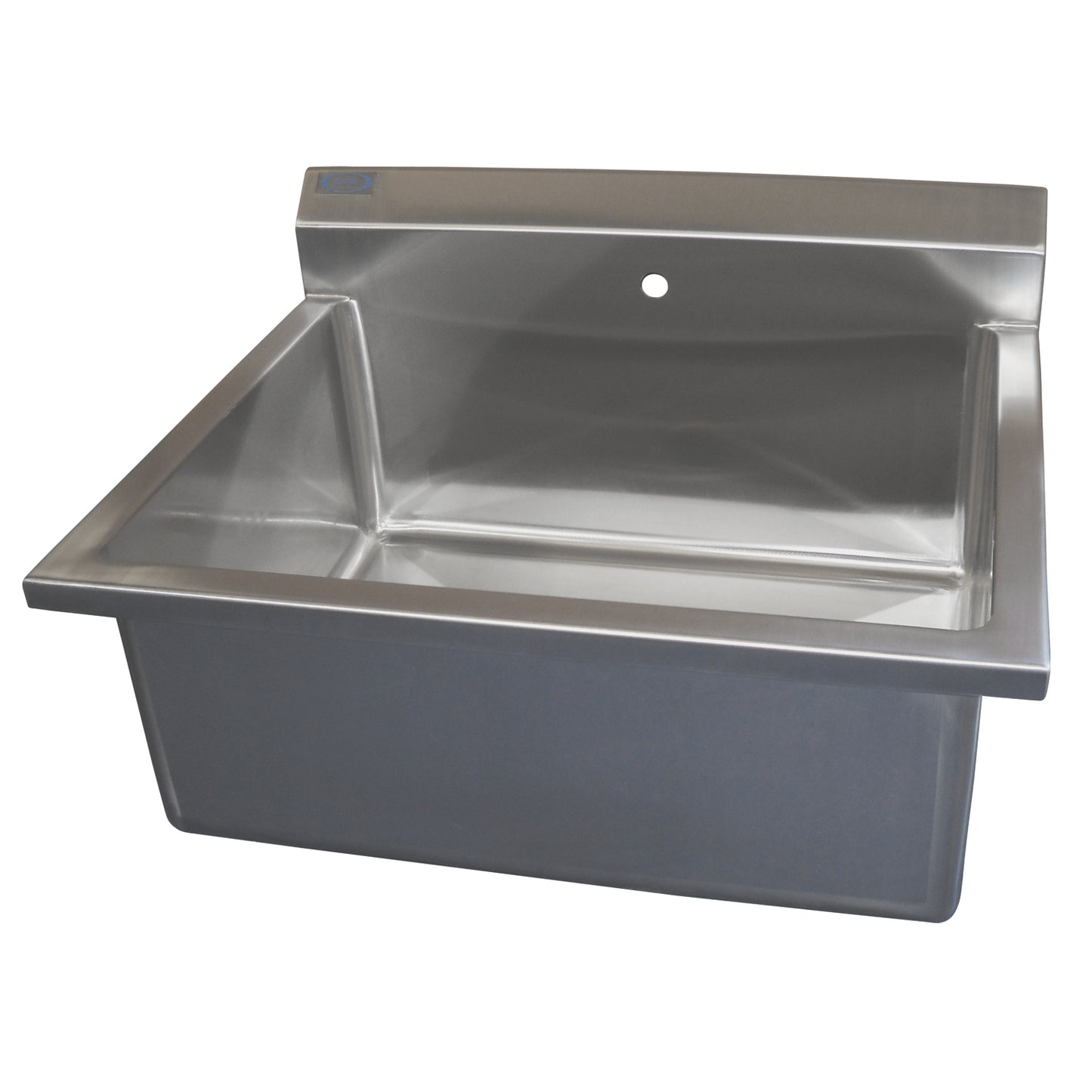 Single Scrub Sink, Stainless Steel Wall Mount, with Rounded Corners and 12" Backsplash - 30"L x 19.75"D x 22.56"H