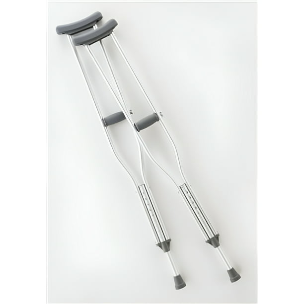 Crutch Axillary, Push Button, Adjustable, Aluminum, Adult, 5' 2" - 5' 10", 300 lb Capacity, 8 pr/cs (Continental US Only)