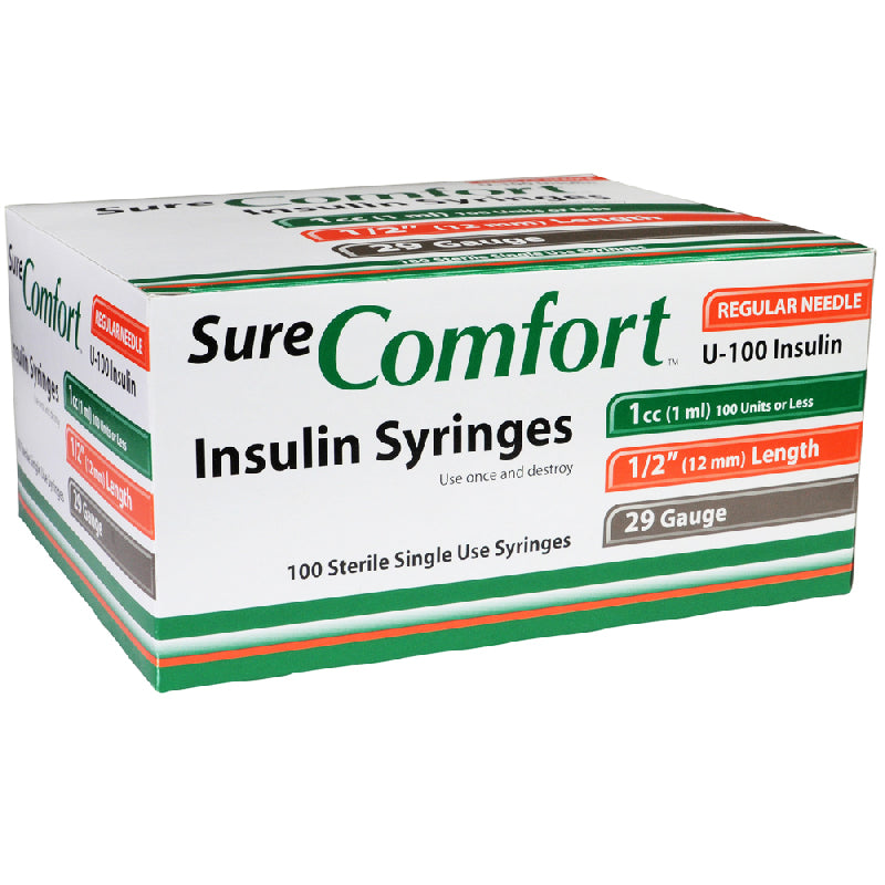 Insulin Syringe, 29Gx1/2", 1cc , 100/bx, 5bx/cs, 6cs/ct