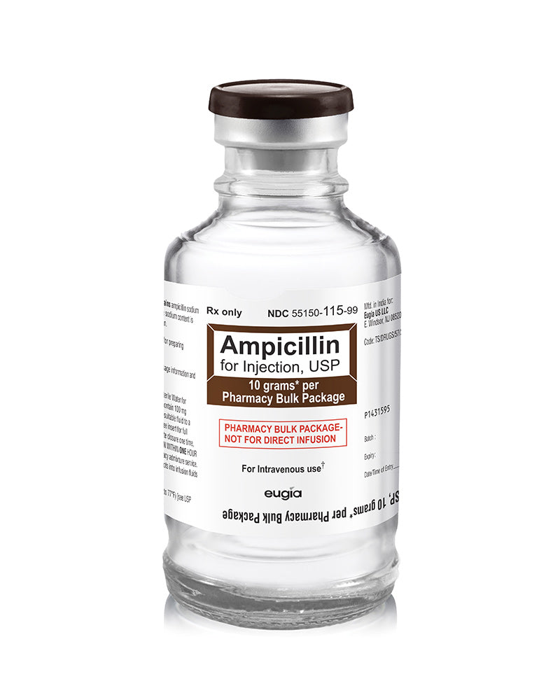 Ampicillin for Injection, 10g, 10 vials/pk (Rx) (US Only, Excluding IN and ND) (Product is Non-Returnable)