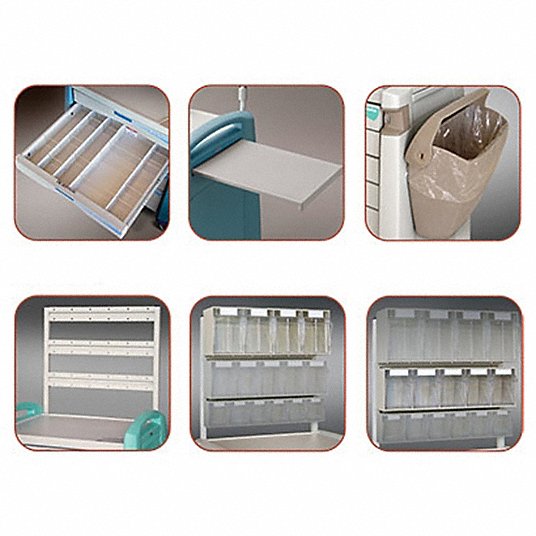 Avalo Medical Accessory Pack 2, Anesthesia, Includes: (3) 3" Drawer Dividers, (1) Writing Surface, (1) Waste w/ Lid, (1) Storage Tower, (1) Tilt Bin 4 Bin Unit and (1) Tilt Bin 5 Bin Unit (DROP SHIP ONLY)