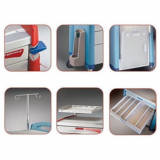 Avalo Medical Accessory Pack 2, Emergency, Includes: (100) Tamper Evident Seals, (1) Oxygen Tank Holder, (1) Cardiac Board, (1) I.V. Pole, (1) Defibrillator Shelf and (1) Set of 3" Drawer Dividers (DROP SHIP ONLY)