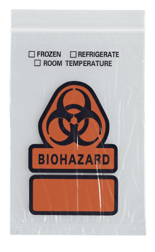 Specimen Transport Bag, Printed BIOHAZARD, Light Duty, 6" x 9", 1000/cs (DROP SHIP ONLY)