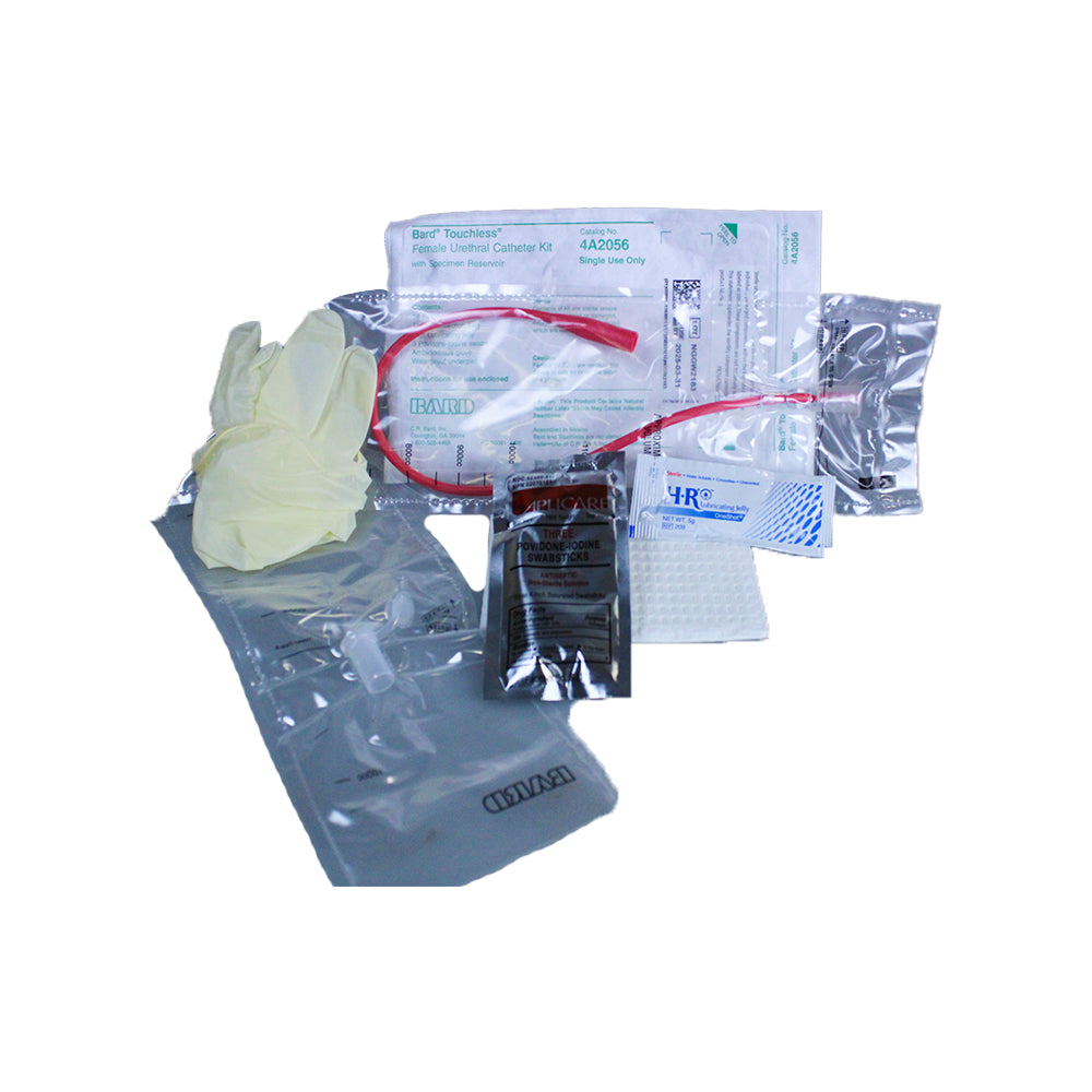 Female Catheter Kit, 14FR, 1100cc Collection Chamber, Specimen Reservoir, Glove & Underpad, 50/cs (US Only)