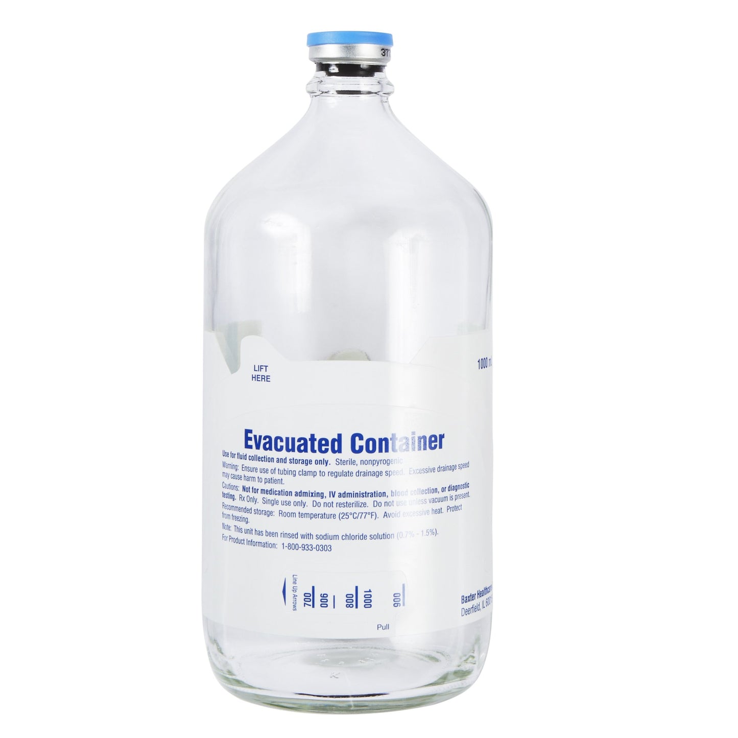 Evacuated Glass Container, 1000ml, Single-Use Only, Sterile, 6/cs (Rx) (Continental US Only) (Product Access Restricted. Check with your sales rep to verify eligibility) (Temporarily Unavailable for Sale due to Manufacturer Allocation)