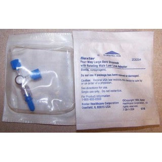 4-Way Large Bore Stopcock (lipid resistant), Rotating Male Luer Lock Adapter, Non-DEHP, Non-PVC, Sterile, 50/cs (Rx) (Continental US Only) (Product Access Restricted. Check with your sales rep to verify eligibility)
