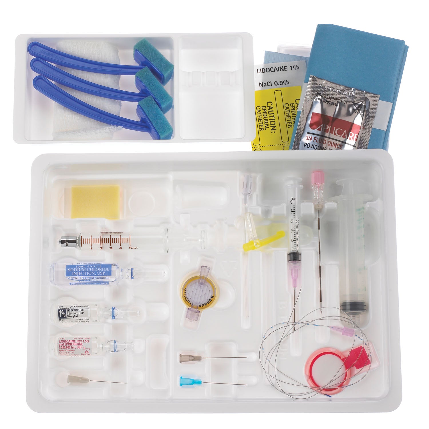 Continuous Epidural Tray, 18G x 3_" Tuohy Needle, 20G Soft Tip Catheter with Closed Tip & Drugs (Rx) (Item is Non-Returnable), 10/cs (Continental US+HI Only, Excluding IN and ND)