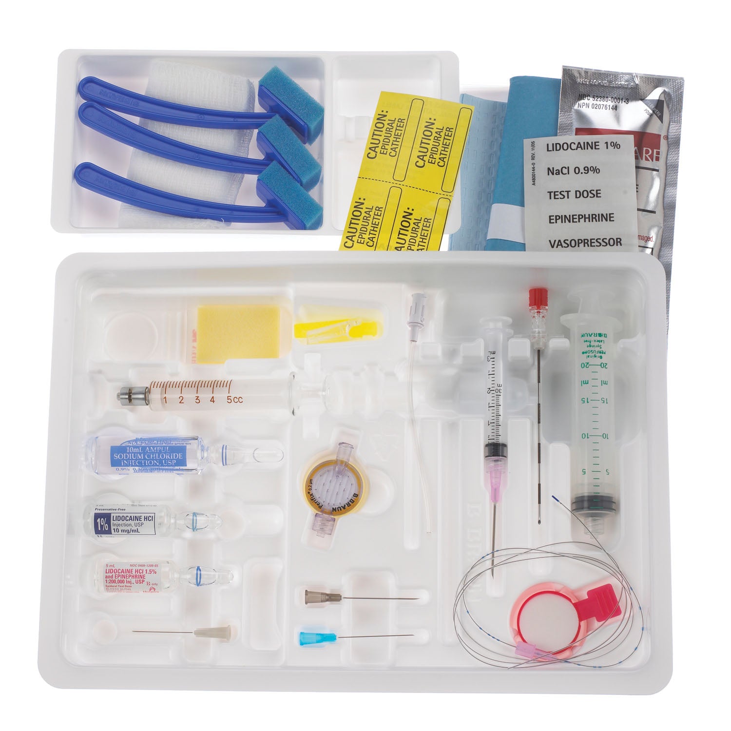 Continuous Epidural Tray, 18G x 3_" Hustead Needle, 20G Soft Tip Catheter with Closed Tip & Drugs (Rx) (Item is Non-Returnable), 10/cs (Continental US+HI Only, Excluding IN and ND)