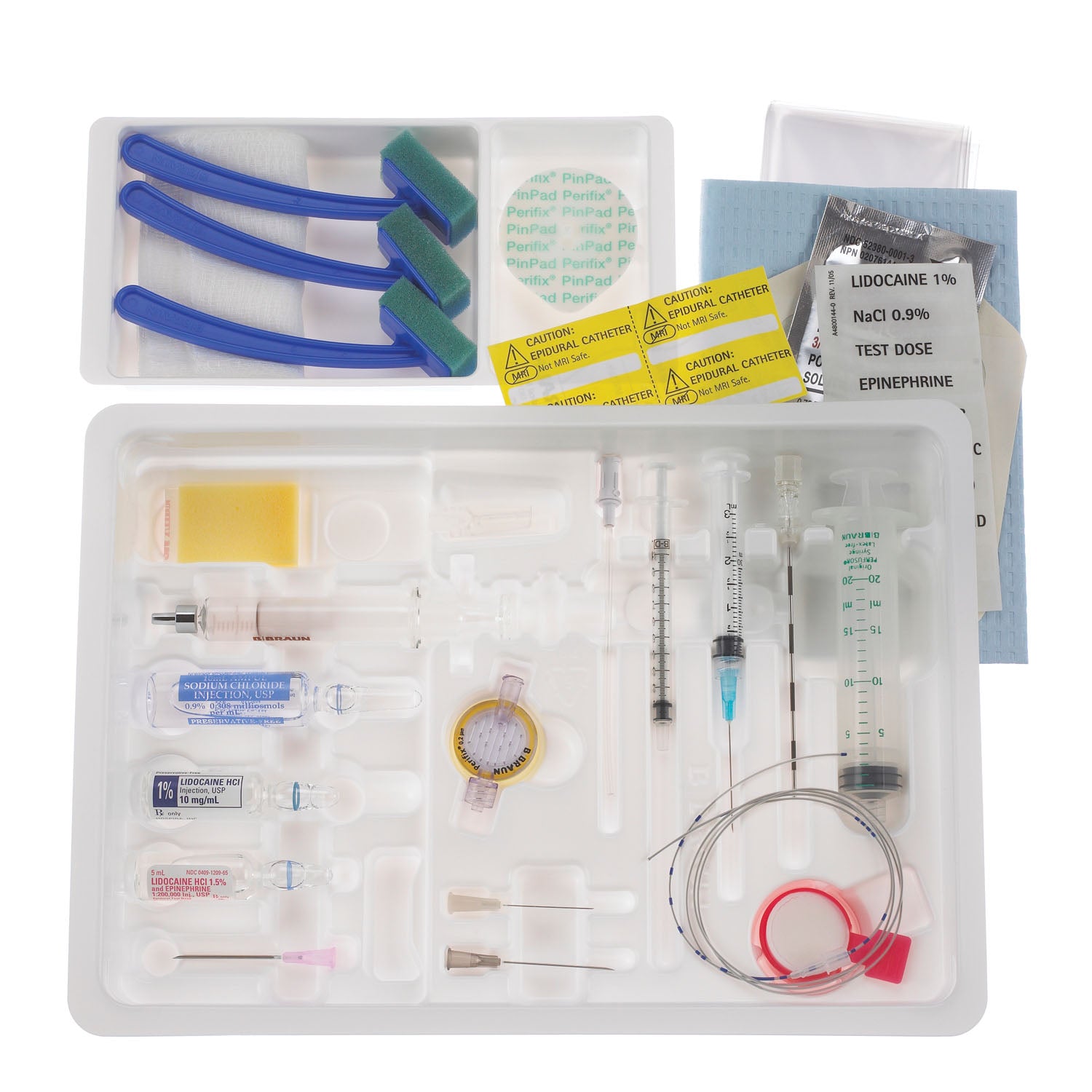 Continuous Epidural Tray, 17G x 3_" Winged Tuohy Needle & 19G Springwood Open Tip Catheter (Rx) (Item is Non-Returnable), 10/cs (Continental US+HI Only, Excluding IN and ND)