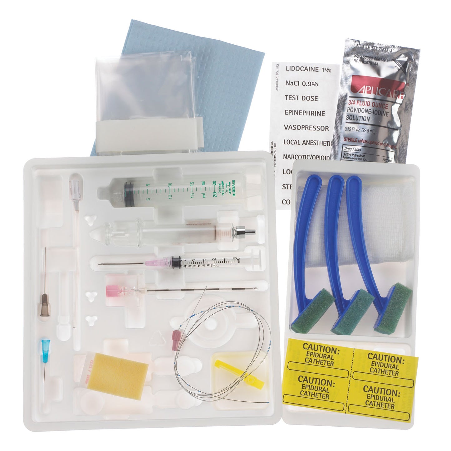 Basic Continuous Epidural Tray, 18G x 3_" Tuohy Needle & 20G Closed Tip Catheter, Luer Slip Glass Syringe (Rx) (Item is Non-Returnable), 10/cs (Continental US+HI Only, Excluding IN and ND)