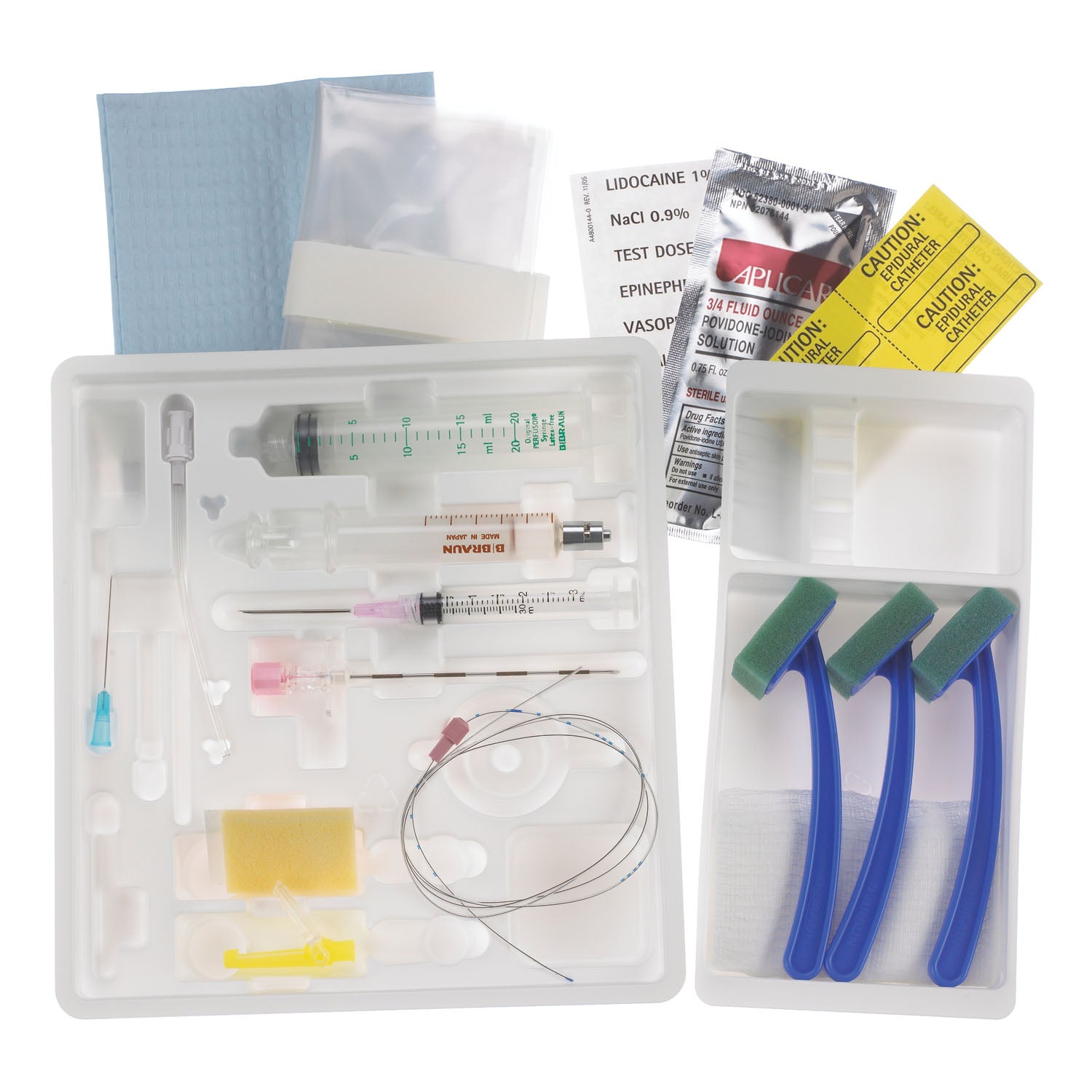 Basic Continuous Epidural Tray, 18G x 3_" Tuohy Needle & 20G Closed Tip Catheter (Rx) (Item is Non-Returnable), 10/cs (Continental US+HI Only, Excluding IN and ND)