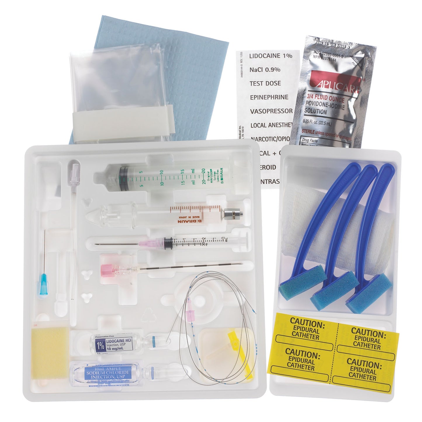 Intermediate Continuous Epidural Tray, 18G x 3_" Tuohy Needle & 20G Open Tip Catheter (Rx) (Item is Non-Returnable), 10/cs (Continental US+HI Only, Excluding IN and ND)