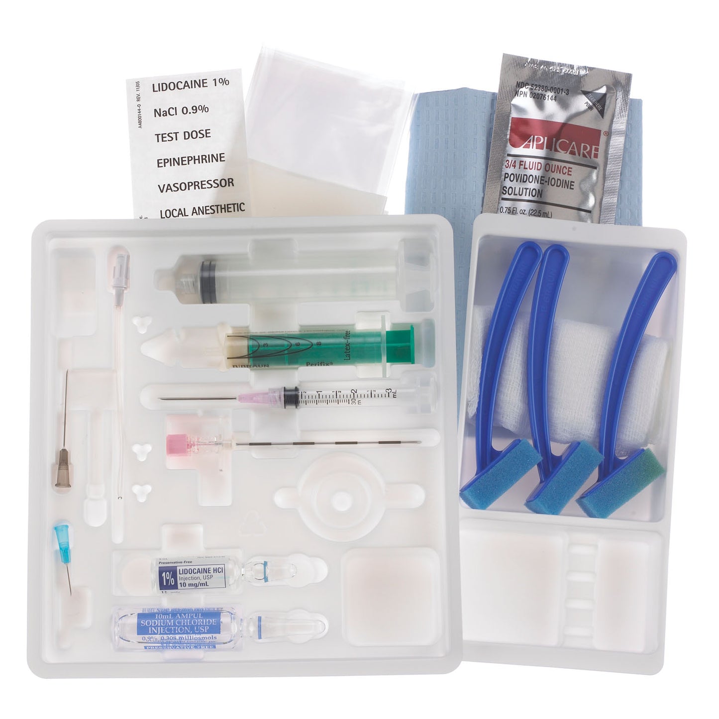 Single Dose Epidural Tray, 18G x 3_" Tuohy Needle, 8cc Luer Slip PREIFIX Plastic LOR Syringe (no catheter set) (Rx) (Item is Non-Returnable), 10/cs (Continental US+HI Only, Excluding IN and ND)