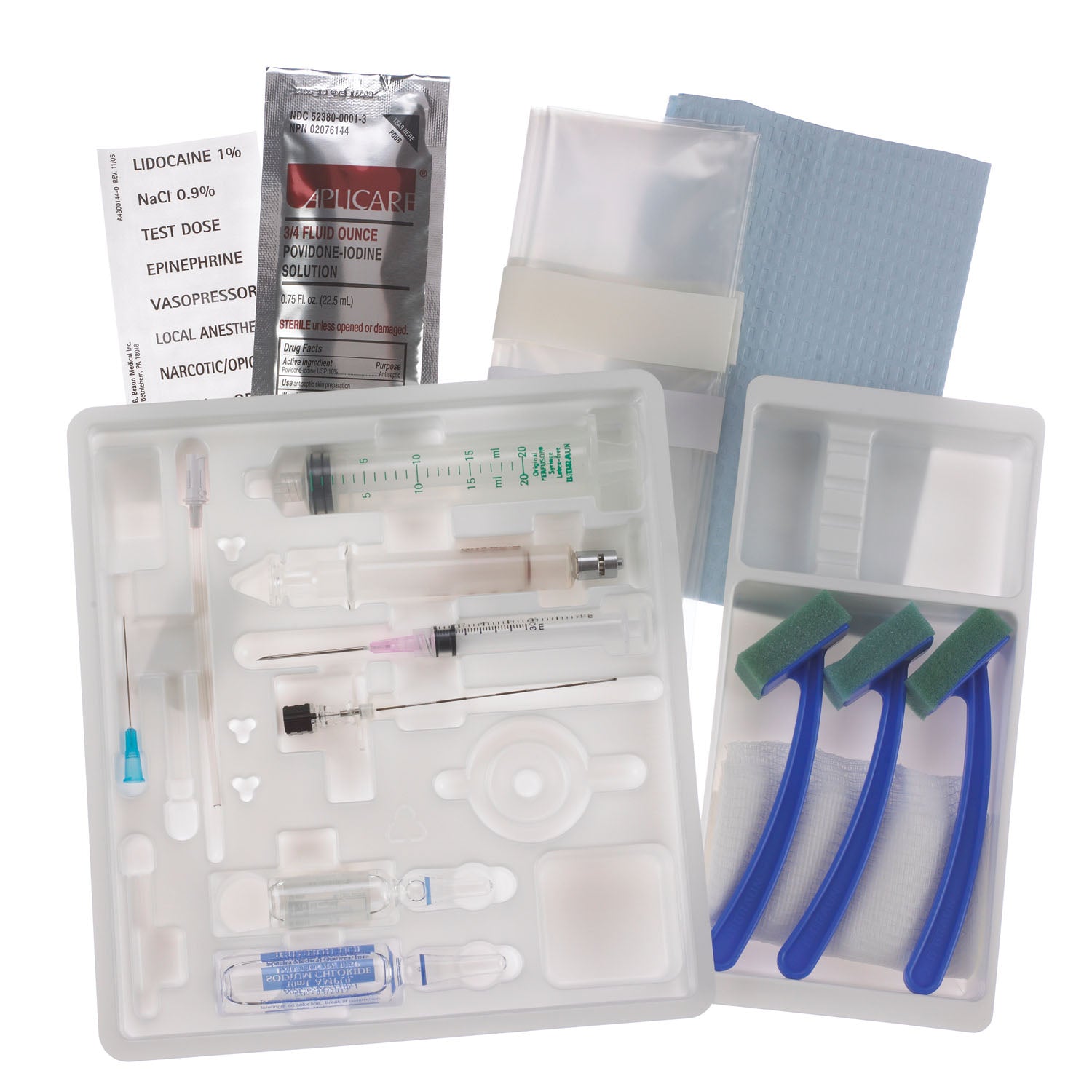 Single Dose Epidural Tray, 22G x 3" Tuohy Epidural Needle (Rx) (Item is Non-Returnable), 10/cs (Continental US+HI Only, Excluding IN and ND)