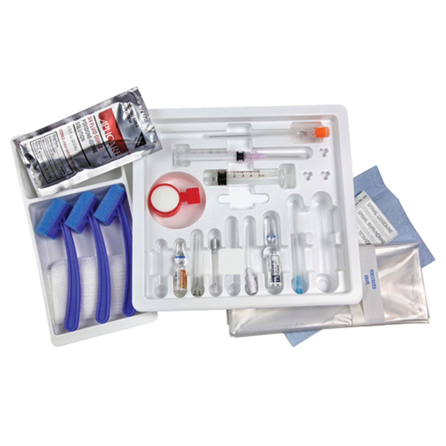 SPINOCAN Spinal Tray, 25G x 3_" Needle, 18G x 1_" Introducer Needle, 25G x 1_" Skin Wheal/ Infiltration Needle, 22G x 1_" Infiltration Needle, 3cc Luer Lock Syringe with Pre-Attached 18G x 1_" Needle, Lidocaine HCI (1%) 5mL (skin wheal), 5ml Plastic Luer Slip Syringe, 10cs (Rx) (Item is Non-Returnable) (Continental US+HI Only, Excluding IN and ND)