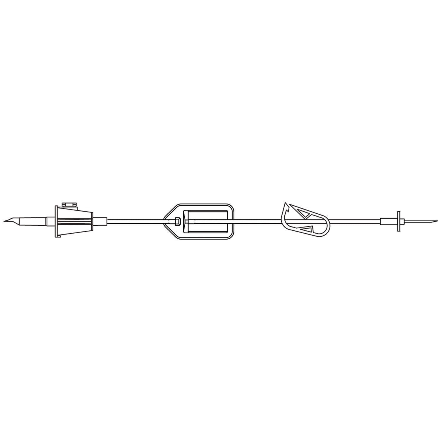 Fluid Transfer Set, Built-In 5 Supor Filter, Vented Spike, Gripping Flange, Large Bore Tubing 25", On/ Off Clamp, Distal 17G Needle , 25"L, DEHP & Latex Free (LF), 50/cs (Rx) (Continental US+HI Only)