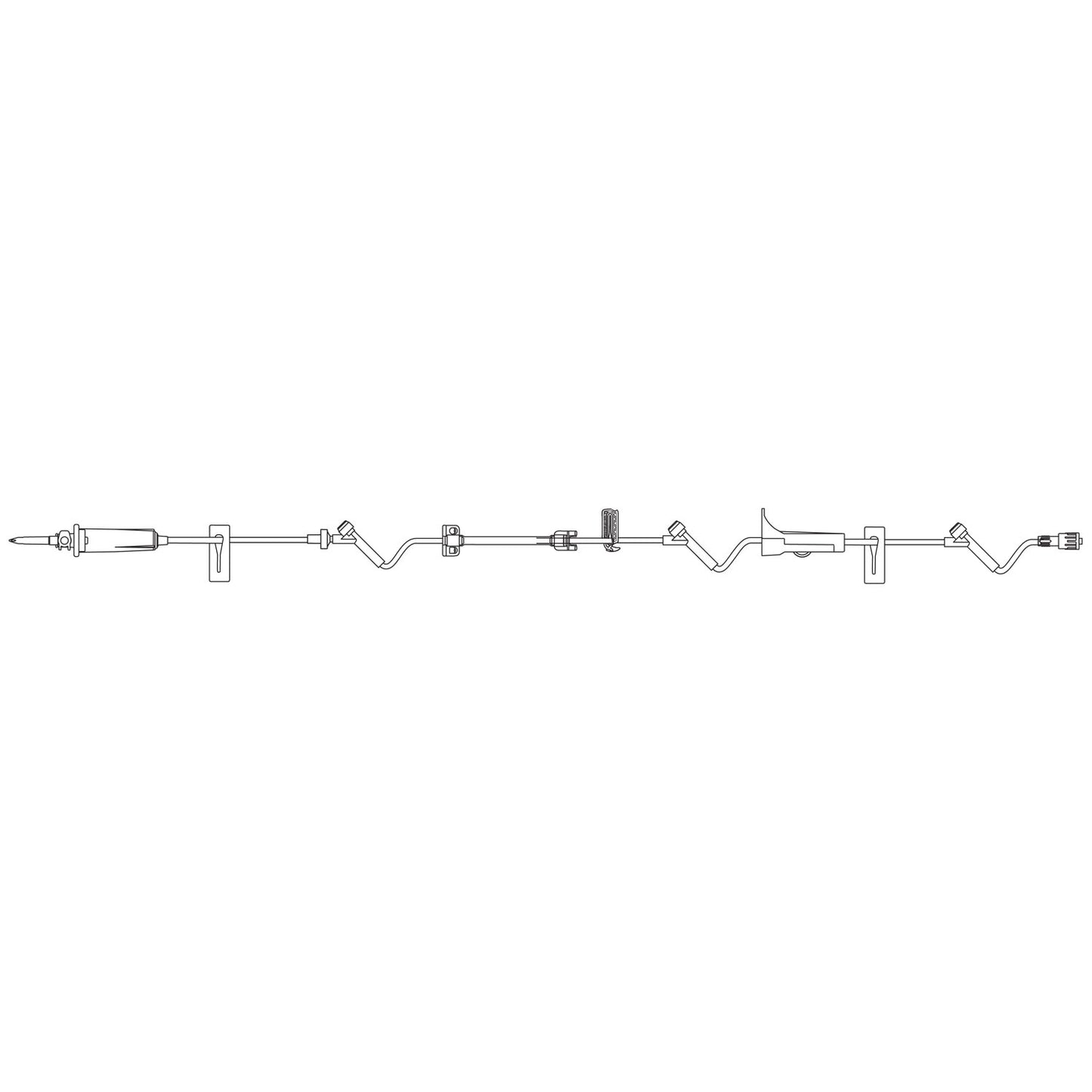 IV Admin Set, Universal Spike, Slide Clamp, Pressure Limited Check Valve, Three SAFELINE Injection Sites, Free Flow Protection Clamp, Roller Clamp, Slide Clamp, SPIN LOCK Connector, 15 Drops/mL, DEHP & Latex Free, 22mL Priming Volume, 120"L, 24/cs (Rx) (Continental US+HI Only)