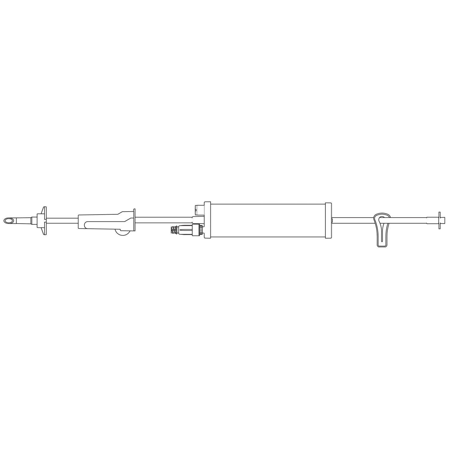 Add-On Burette Set, Non-Vented Spike, Roller Clamp, 150mL Burette Chamber, No Automatic Shutoff, ULTRASITE Valve, Slide Clamp, Spike Adapter, Latex Free (LF), 3.0mL Priming Volume, 20"L, 20/cs (Rx) (Continental US+HI Only)