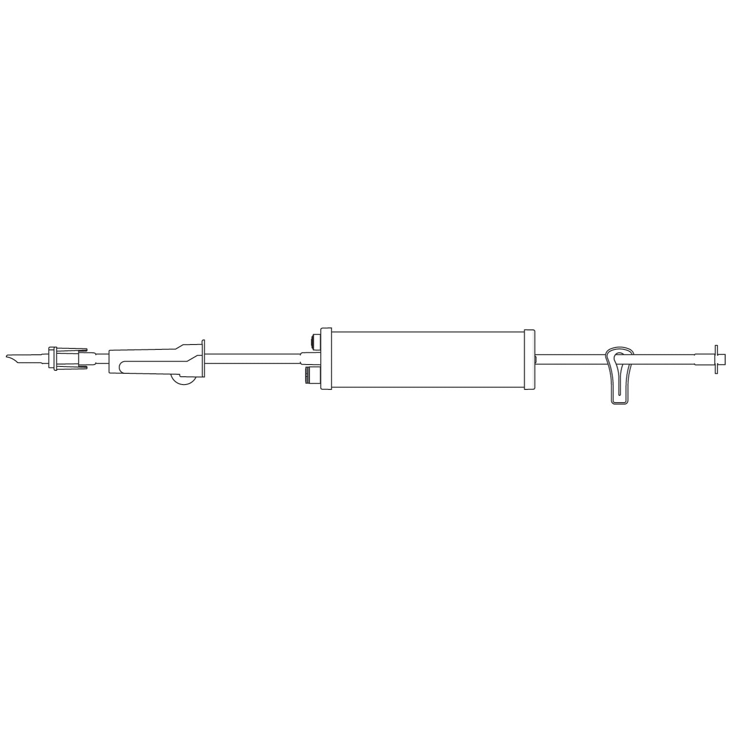 Add-On Admin Set, No Automatic Shutoff, Non-Vented Spike, Roller Clamp, 150mL Burette Chamber, Slide Clamp, Spike Adapter, Latex Free (LF), 3mL Priming Volume, 20"L, 20/cs (Rx) (Continental US+HI Only)