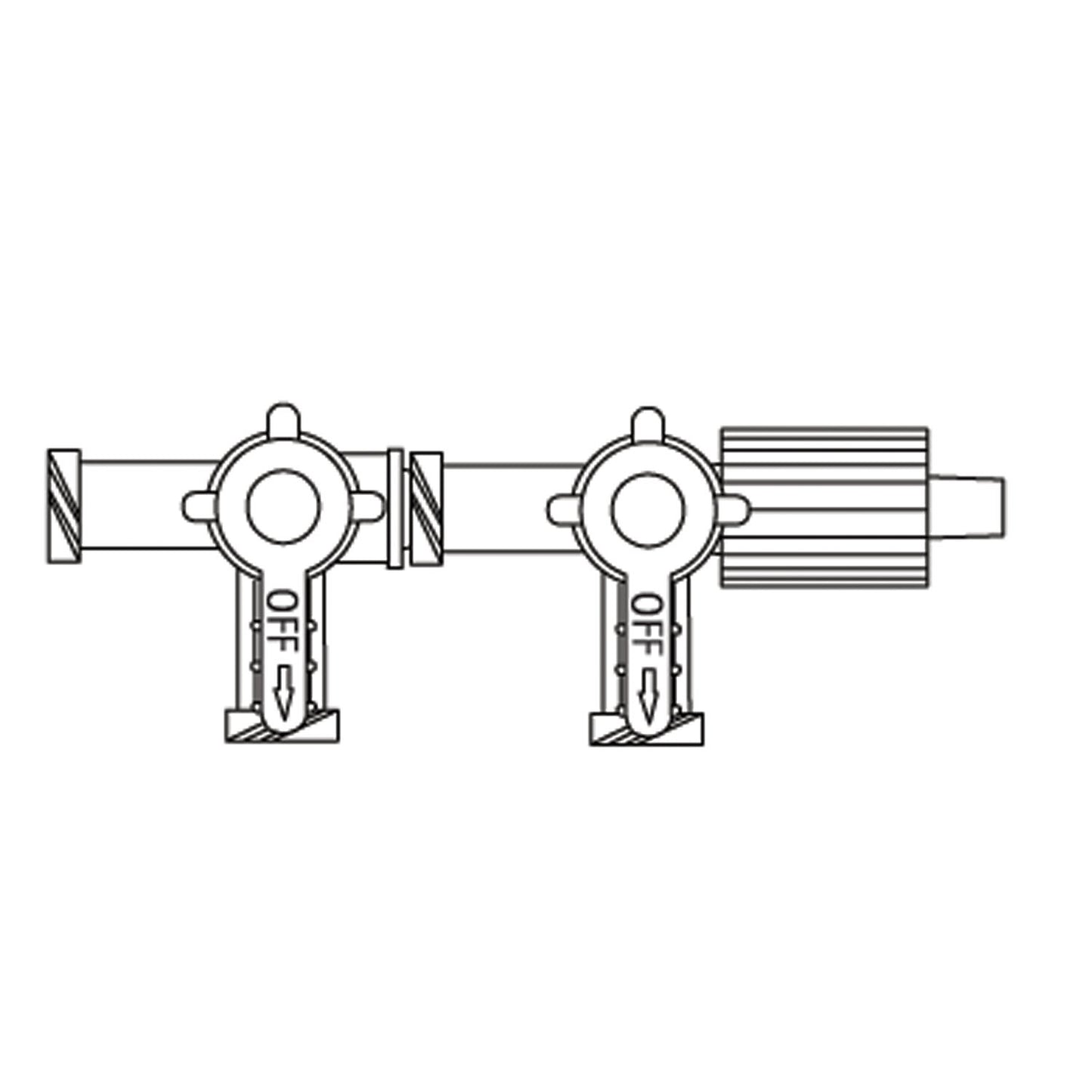 Two-Gang, Three-Way Stopcocks, SPIN-LOCK Adapter, Port Covers, 3"L, Priming Vol .68mL, DEHP & Latex Free 100/cs