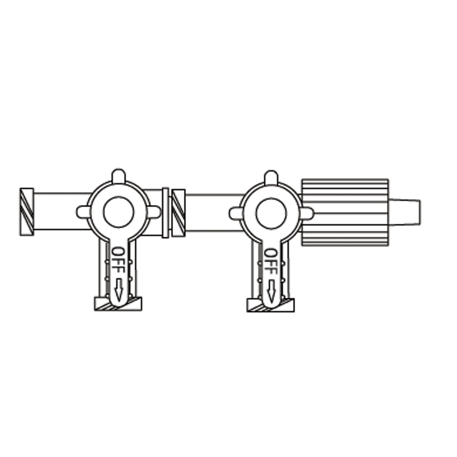 Two-Gang, Three-Way Stopcocks, SPIN-LOCK Adapter, Port Covers, 3"L, Priming Vol .68mL, DEHP & Latex Free 100/cs