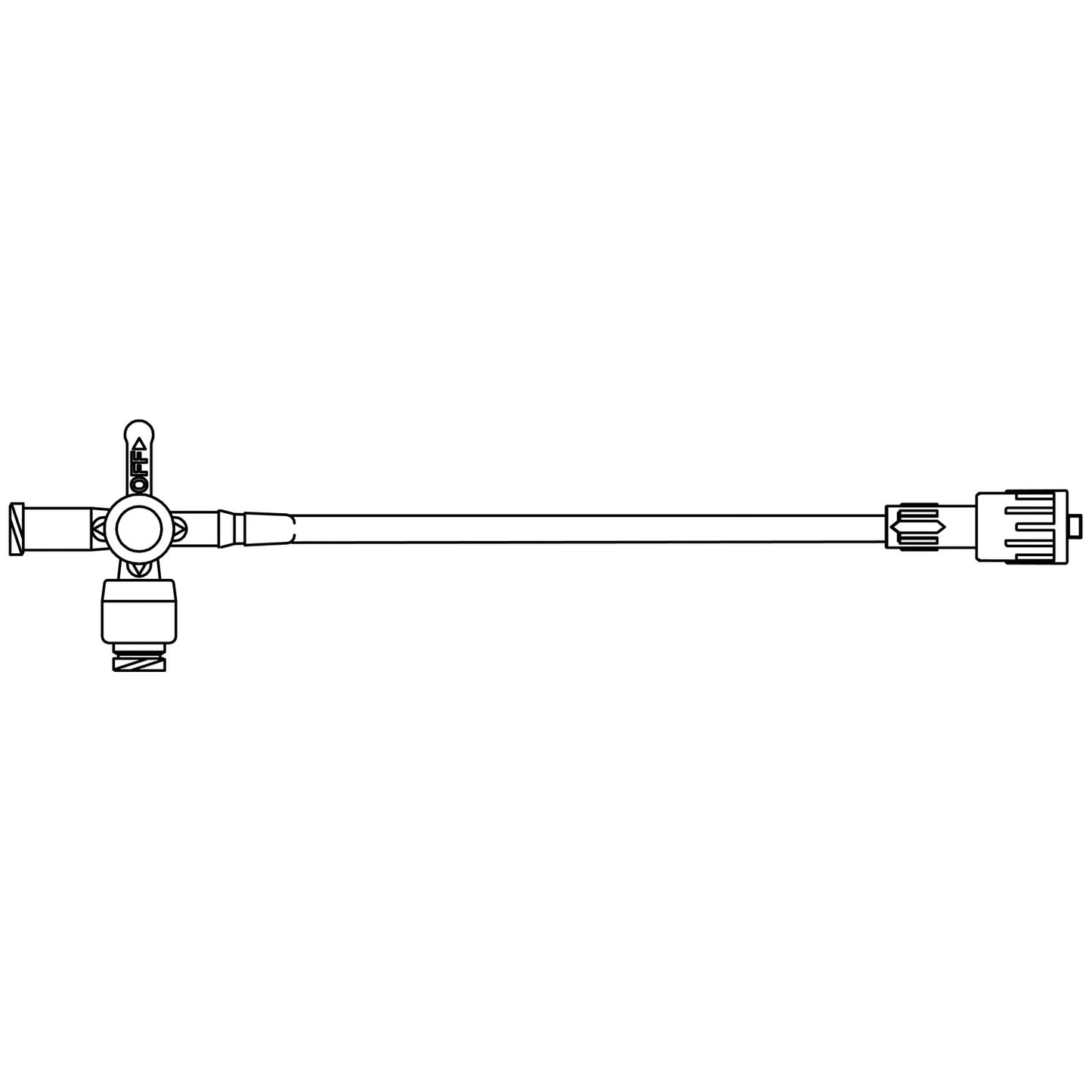 Stopcock Extension Set, High-Flow, Four-Way Stopcock, Luer-Activated ULTRAPORT Port, Female Luer Lock Port, 8" Extension Tubing & SPIN-LOCK Connector, DEHP & Latex Free (LF), 1.5mL Priming Volume, 10"L, 100/cs (Rx) (Continental US+HI Only)
