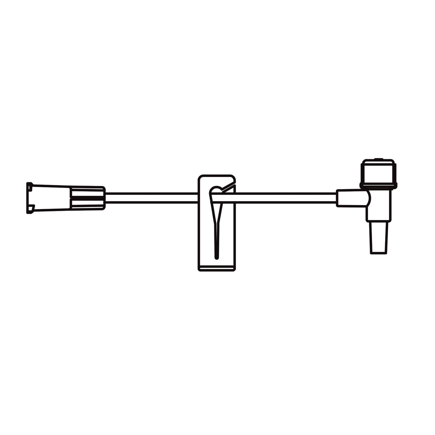 Small Bore T-Port Extension Set, Proximal Luer Lock Connection, Distal T-Fitting Luer Slip Connection, Latex Free (LF) Intermittent Injection Port, Slide Clamp, 0.13 mL Priming Volume, 4"L, DEHP Free, 100/cs (Rx) (Item is Non-Returnable) (Continental US+HI Only, Excluding IN and ND) (Item on Manufacturer Allocation - Inventory Limited when Available)