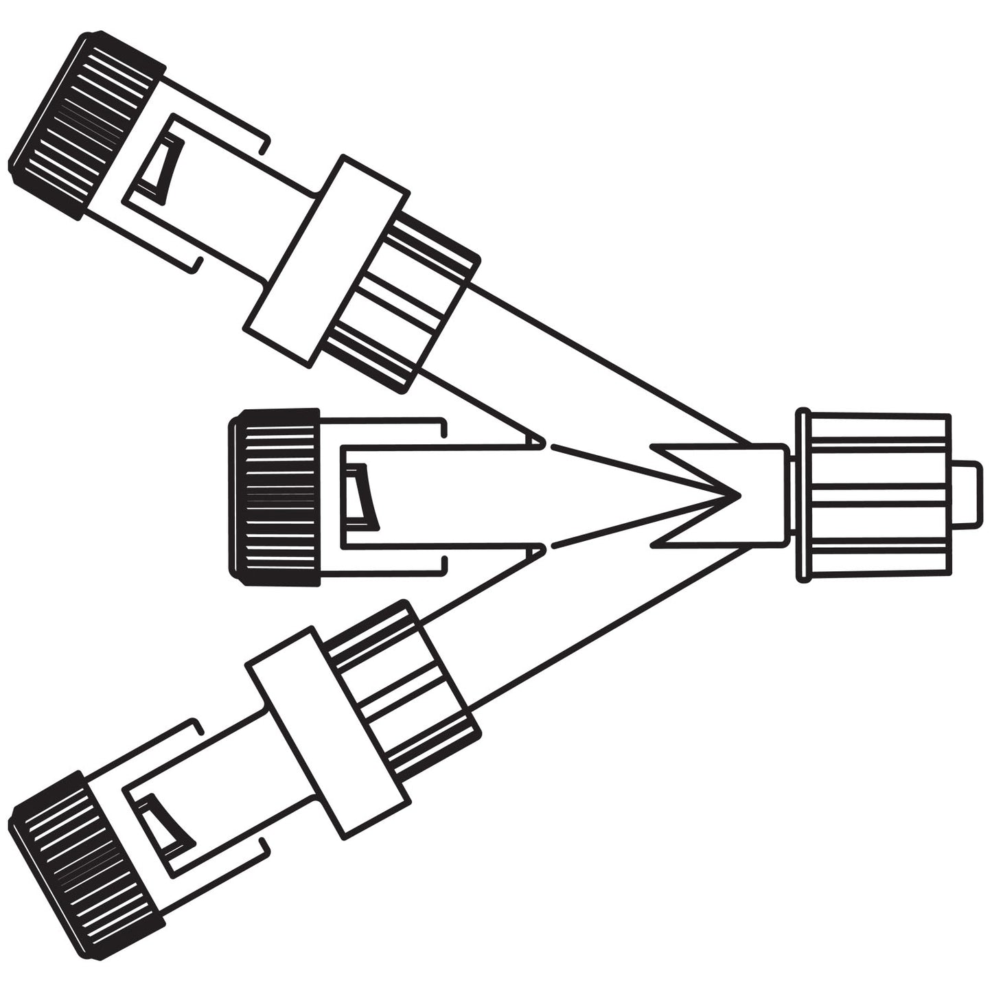 Tri-Connector, Normally Closed Valves, Two Normally Closed Valves on Tri-Connector, SPIN-LOCK Connector, DEHP & Latex Free (LF), 1.2mL Priming Volume, 50/cs (Rx) (Continental US+HI Only)