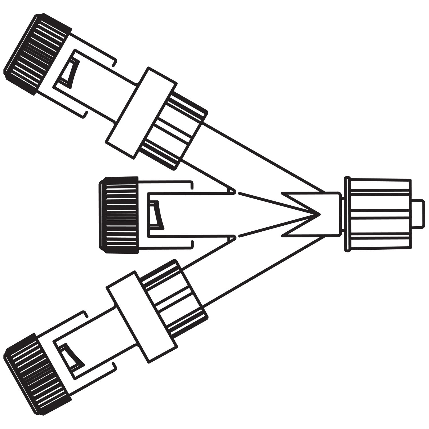 Tri-Connector, Normally Closed Valves, Two Normally Closed Valves on Tri-Connector, SPIN-LOCK Connector, DEHP & Latex Free (LF), 1.2mL Priming Volume, 50/cs (Rx) (Continental US+HI Only)