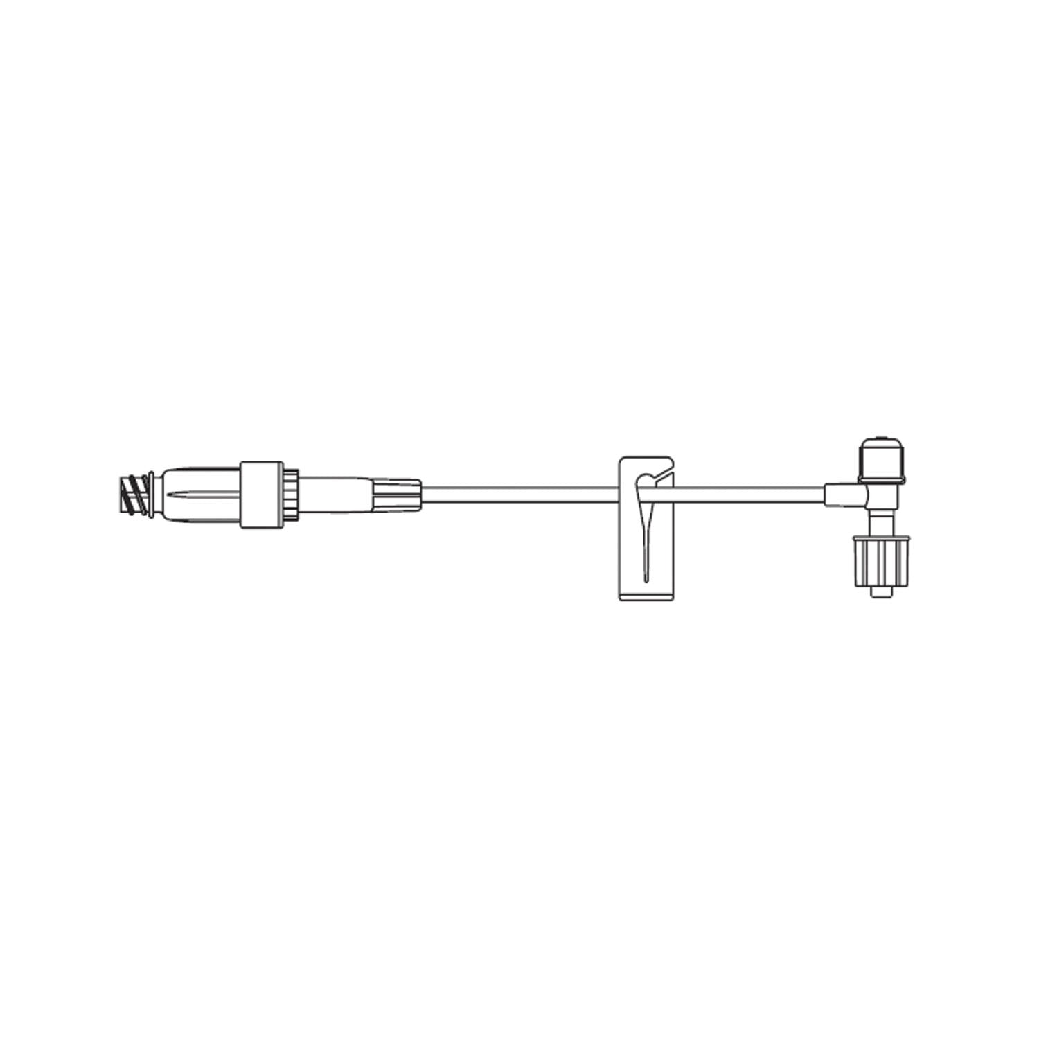 Standard Bore T-Port Extension Set, Bonded ULTRASITE Valve, Removable Slide Clamp, SPIN-LOCK Connector, DEHP & Latex Free (LF), 0.66mL Priming Volume, 5.5"L, 100/cs (Rx) (Continental US+HI Only)